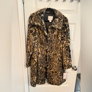 RACHEL Rachel Parcell Animal Print Faux Fur Jacket